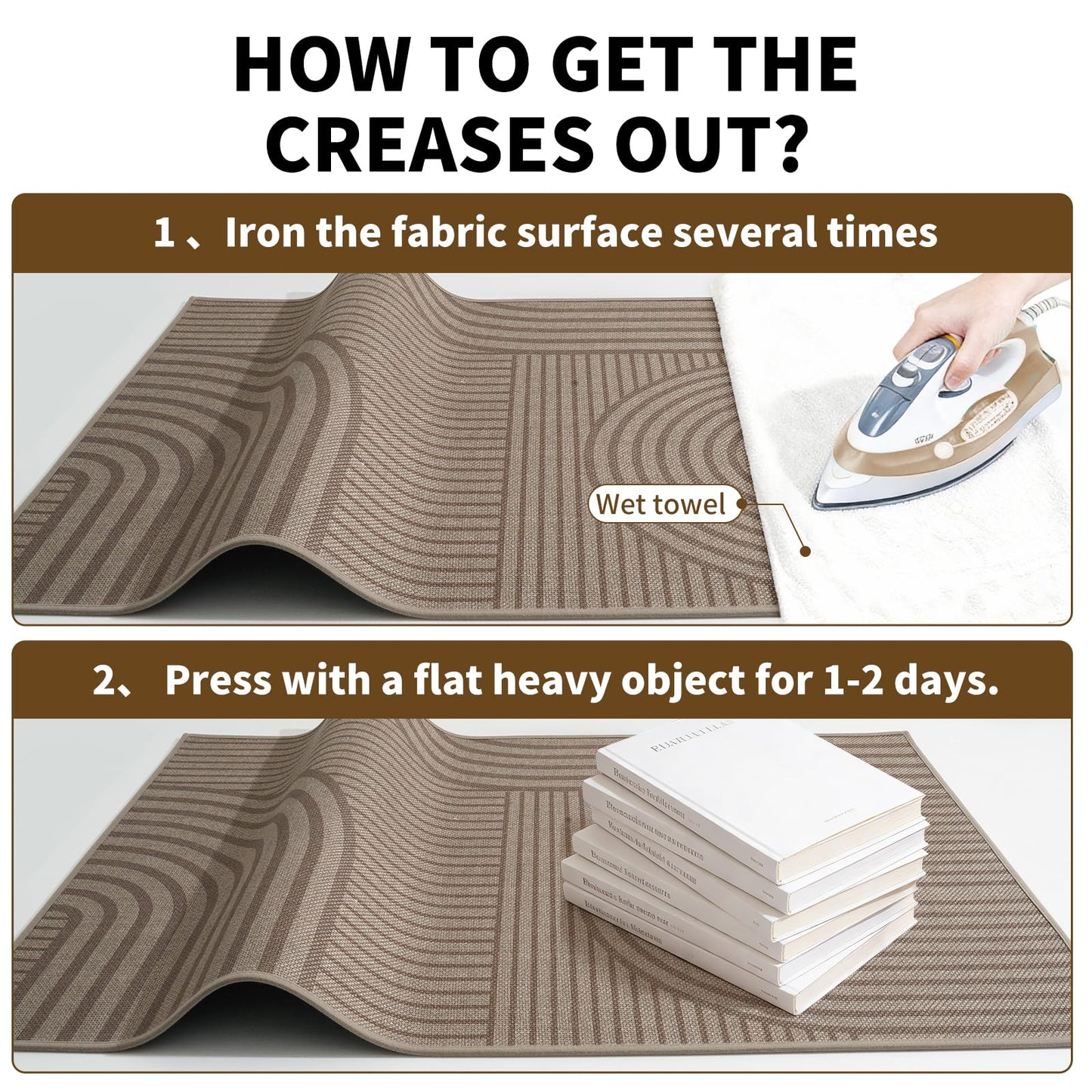 QiCaiJia Front Door Mat 17''x30'', Absorbent Dirt Resist Washable Non Slip Low-Profile Indoor Doormat, Easy Clean Welcome Entryway Door Mats, Brown
