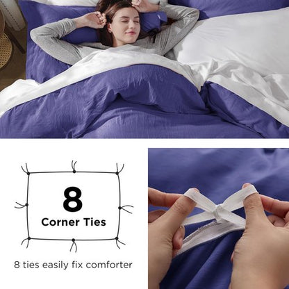 Bedsure Skipper Blue Duvet Cover Set - Extra Soft Cotton-Like Polyester, Full Size 80x90 Inches, 3 Pieces with Zipper Closure & Pillow Shams