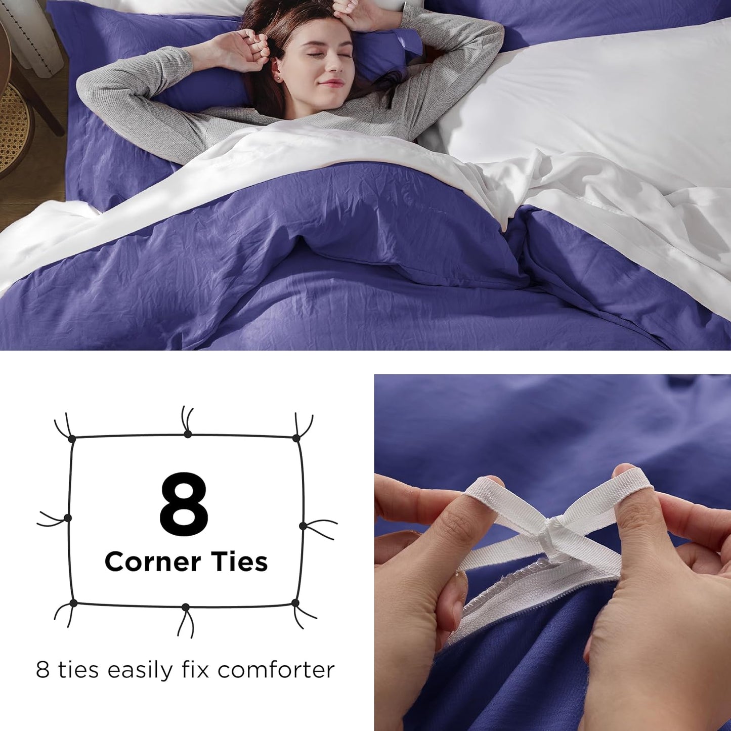 Bedsure King Size Duvet Cover Set - Extra Soft Prewashed Cotton-Like Polyester in Skipper Blue | 3 Pieces with Zipper Closure