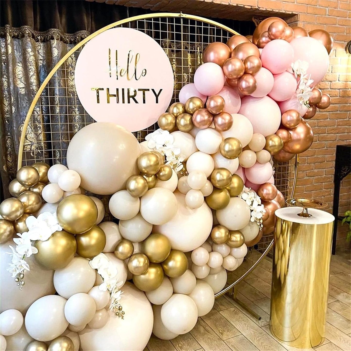 Skiennix Pink Beige Gold Balloon Garland Arch Kit - 109 Pieces for Birthday & Bridal Shower Decor