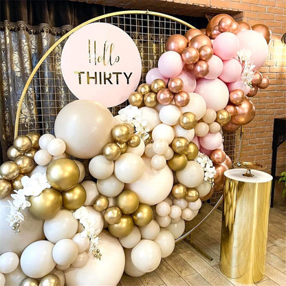 Skiennix Pink Beige Gold Balloon Garland Arch Kit - 109 Pieces for Birthday & Bridal Shower Decor