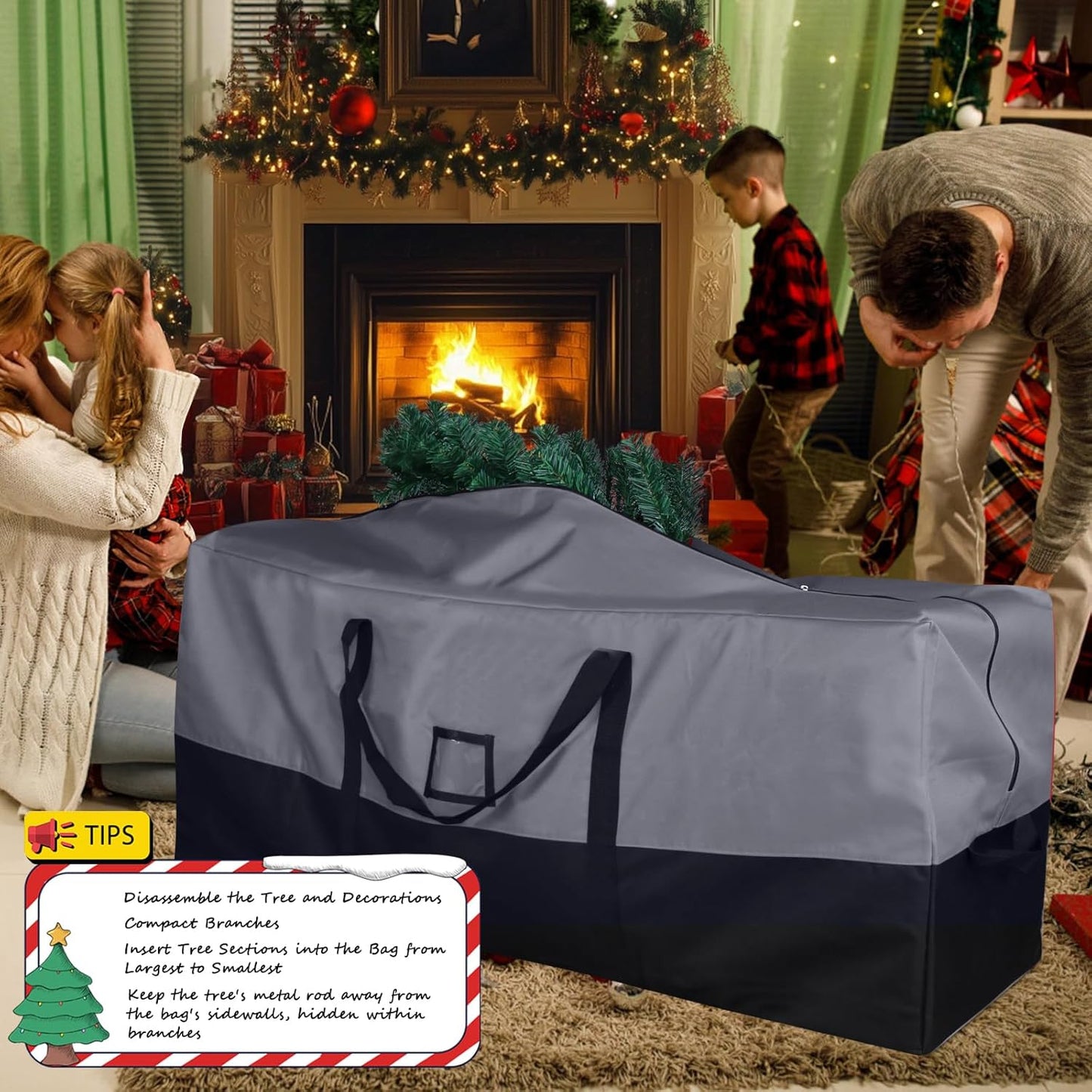 Skiennix Christmas Tree Storage Bag - Extra Large 600D Oxford for 9 Ft Trees | Waterproof & Zippered