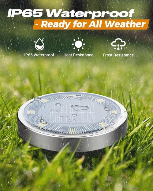 Btfarm 16 Pack Solar Lights - IP65 Waterproof LED Ground Lights for Garden & Patio - Cool White