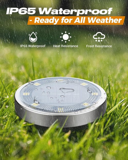 Btfarm 16 Pack Solar Lights - IP65 Waterproof LED Ground Lights for Garden & Patio - Cool White