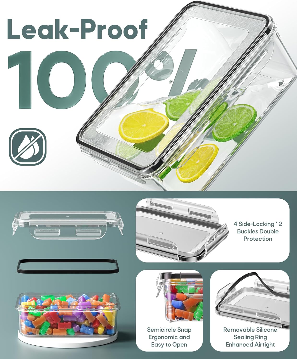 Skiennix 60 PCS Food Storage Containers - Airtight & Leak-Proof Set for Kitchen | BPA-Free, Microwave Safe
