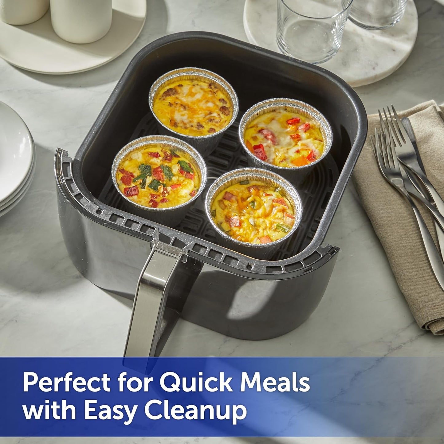 Reynolds Kitchens Air Fryer Cups - Perfect for Meal Prep & Picky Eaters | Oven-Safe, 10 Pack, 8 fl oz
