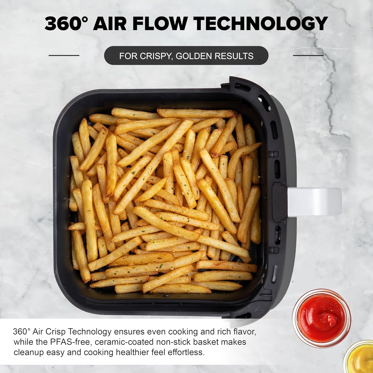 Nuwave Brio Plus 6-in-1 Air Fryer - 7 Qt Capacity | Precise Temp Control 50°F–400°F | Non-Toxic Nonstick
