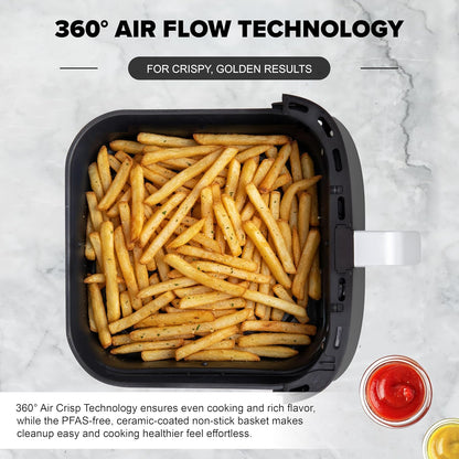 Nuwave Brio Plus 6-in-1 Air Fryer - 7 Qt Capacity | Precise Temp Control 50°F–400°F | Non-Toxic Nonstick