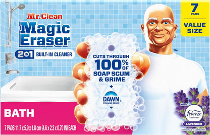 Mr. Clean Magic Eraser Sponge - Powerful Soap Scum Remover with Febreze Lavender Scent | 7 Count