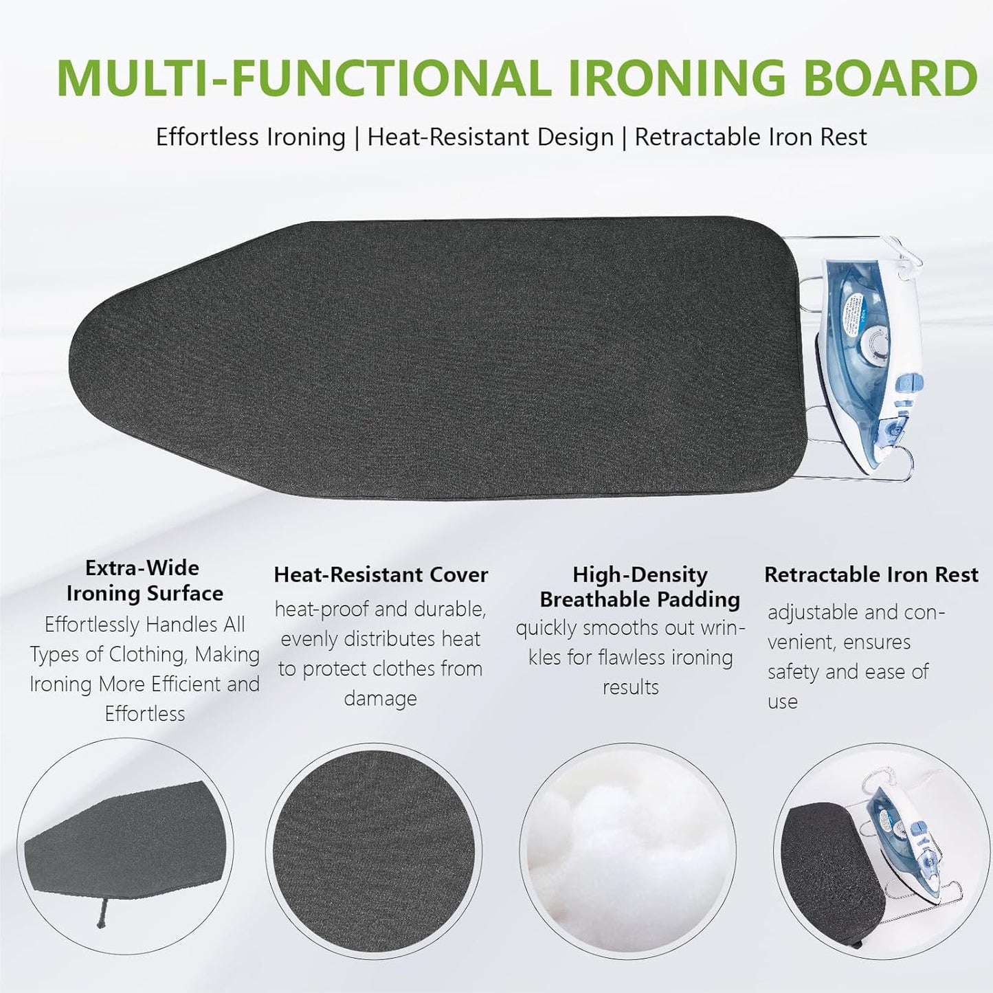 Regine Switzerland Portable Ironing Board - Foldable Table Top Design with Heat Resistant Cover | 31"x12", Black