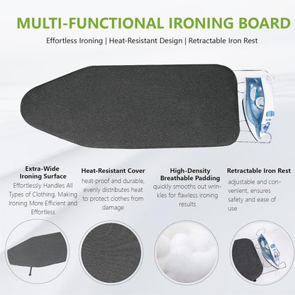 Regine Switzerland Portable Ironing Board - Foldable Table Top Design with Heat Resistant Cover | 31"x12", Black