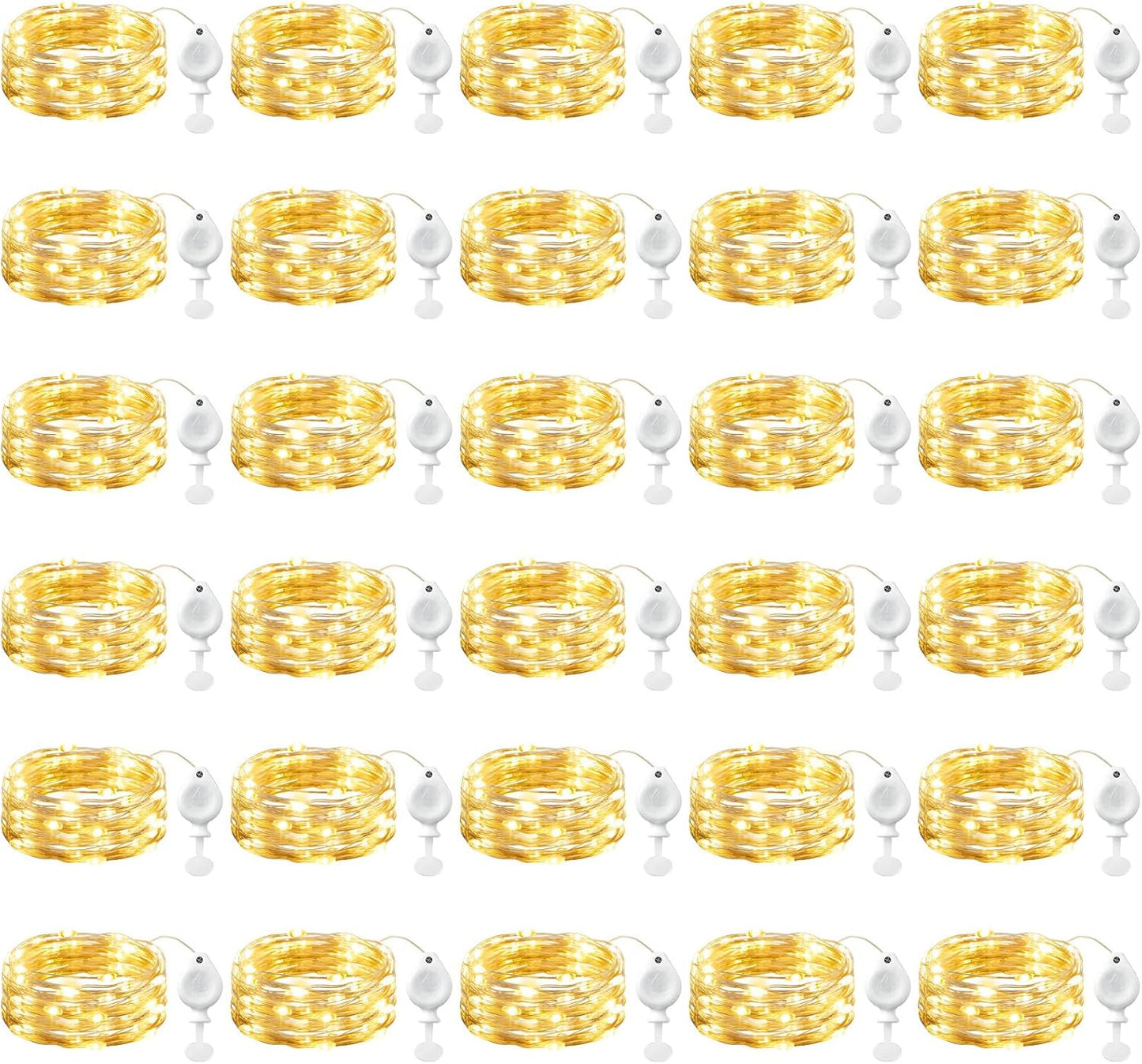 Brightown LED Fairy Lights - 30 Pack Battery Operated 7ft Waterproof Silver Wire String Lights | Perfect for Mason Jars, Christmas & Weddings