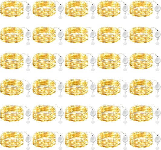 Brightown LED Fairy Lights - 30 Pack Battery Operated 7ft Waterproof Silver Wire String Lights | Perfect for Mason Jars, Christmas & Weddings