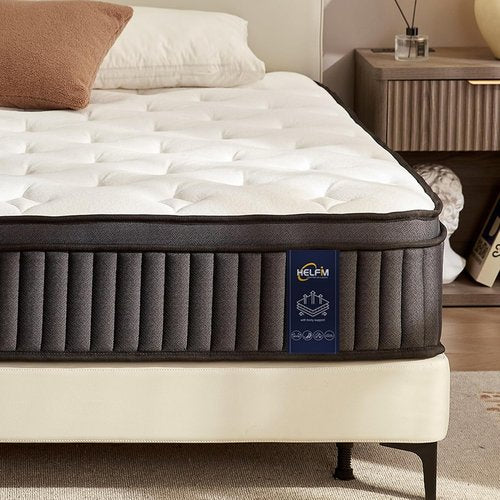 HELFIM® Queen Mattress - 12-Inch Medium Firm Hybrid Mattress with Memory Foam & Pocket Springs | CertiPUR-US Certified, 365-Night Trial