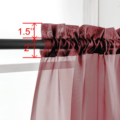 OWENIE Burgundy Red Sheer Curtains 72 Inches Long 2 Panels Set, Transparent Voile Sheer Curtain Rod Pocket Gauze Drapes for Living Room Bedroom Window Sliding Glass Door Treatment, Each 42 x 72 Inch