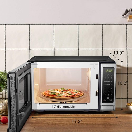 BLACK+DECKER Digital Microwave Oven - 700W with Turntable, Child Safety Lock, Stainless Steel, 0.7 Cu.ft