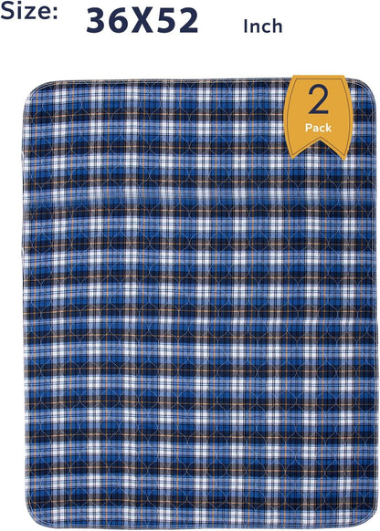Skiennix Non-Slip Bed Pads for Incontinence - Waterproof & Washable | 36" x 52" | 2 Pack
