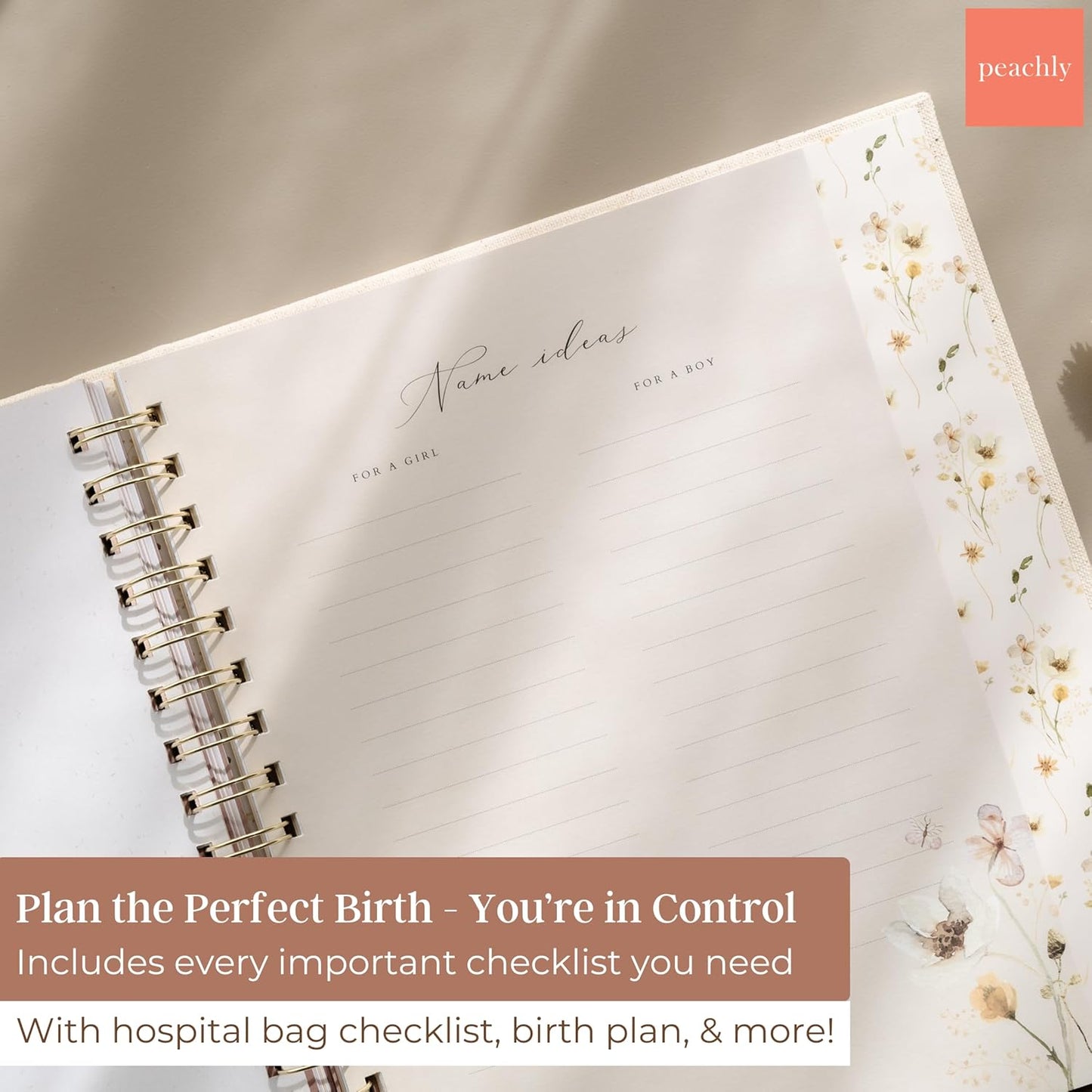 Peachly Pregnancy Journal - Linen Keepsake Book to Capture Milestones | Perfect for New & Experienced Moms