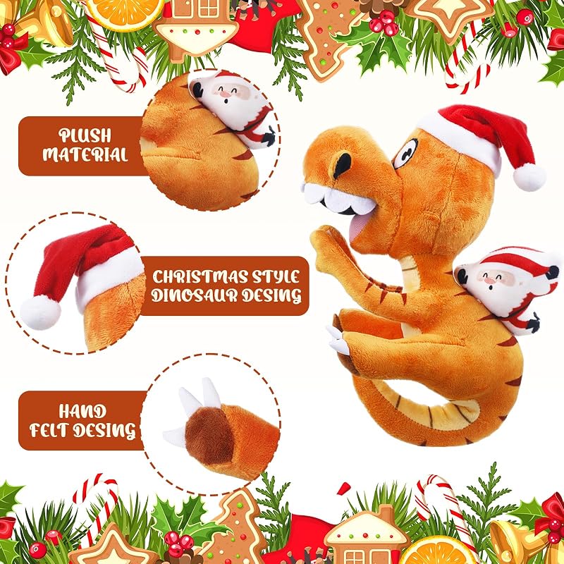 Dinosaur Plush Tree Topper 10x8 Inch - Xmas Ornament (Variation: Dinosaur)