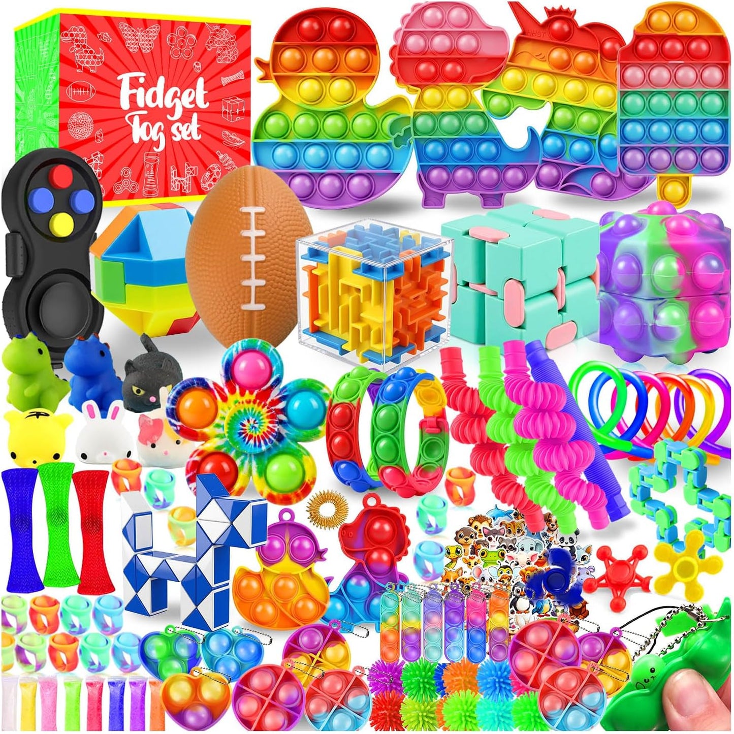 Skiennix Fidget Toys - 160 Pack Sensory Party Favors for Kids | Ideal for Autism & Classroom Prizes