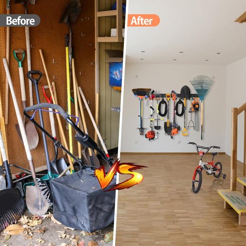 Garage Tool Organizer by [Brand Name] - Wall Mounted, Adjustable 64-Inch Rack for 20 Tools, Holds Up to 900lbs