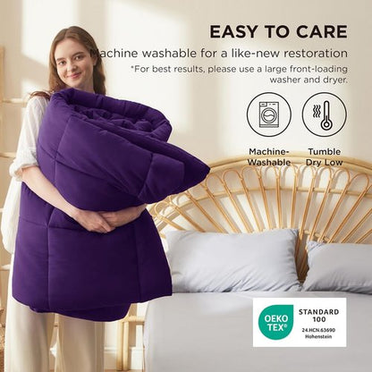 Bedsure Comforter Duvet Insert - King Size Quilted Down Alternative Blanket, All Season, Purple 90 x 102 Inches