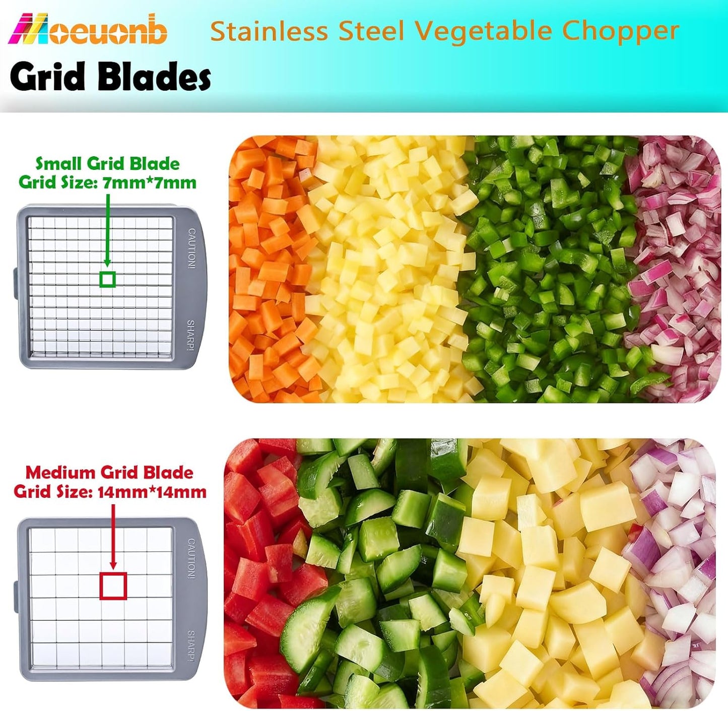 Skiennix All-in-1 Vegetable Chopper - 8 Blades Mandoline Slicer with Container | Stainless Steel Design