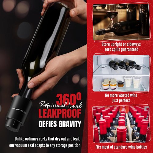 2 Pack Wine Stopper for Bottle, Premium Wine Saver with Built-in Date Tracker, Leakproof Design, Ideal Christmas and Birthday Gift for Wine Lovers.
