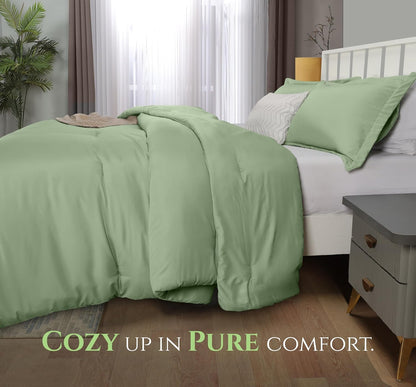 Utopia Bedding Queen Comforter Set - 3 Piece Sage Green Down Alternative Bedding | Soft 88"x88" Comforter & 20"x26" Shams