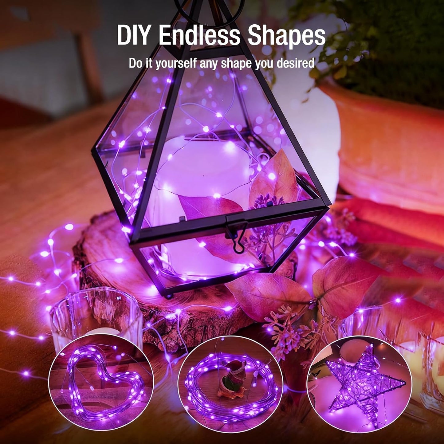 Skiennix 12 Pack Fairy Lights - 7ft Battery Operated 20 LED Twinkle Lights | Waterproof Purple for DIY Party Decor