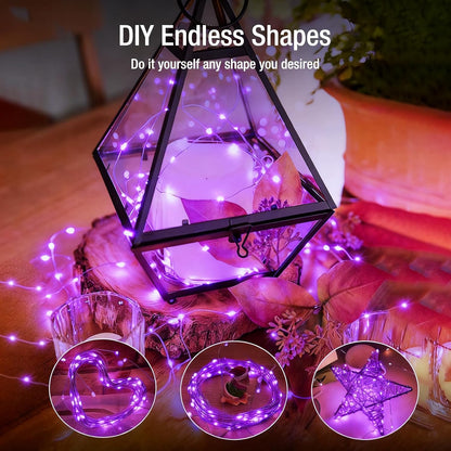 Skiennix 12 Pack Fairy Lights - 7ft Battery Operated 20 LED Twinkle Lights | Waterproof Purple for DIY Party Decor