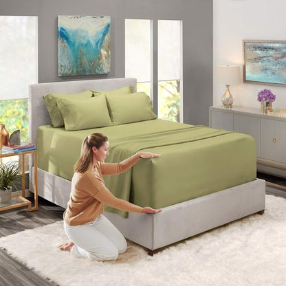 Hearth & Harbor Queen Sheet Set - Extra Deep Pocket for 18-24 Inch Mattresses - 6 Piece in Sage