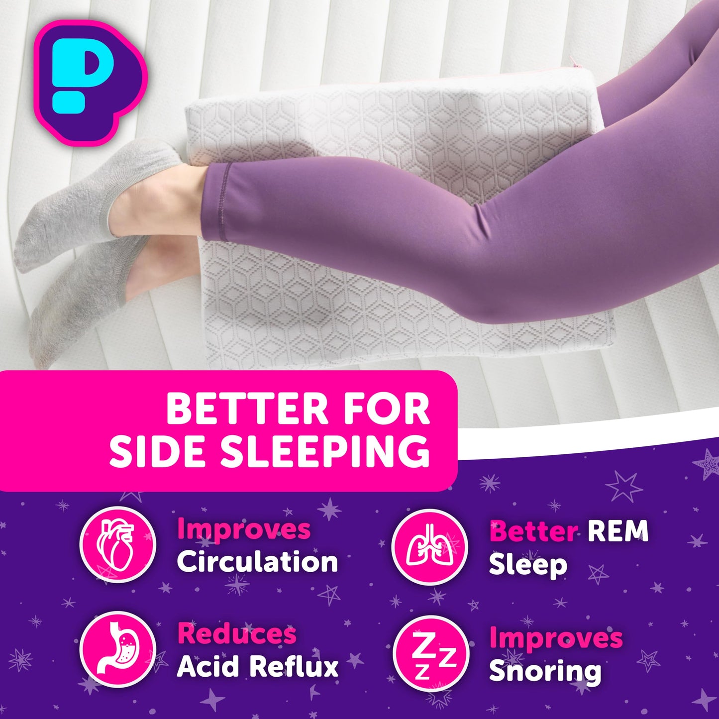 Pillow Cube Knee Cube Deluxe - Knee Pillow for Side Sleepers, Hip Pain Relief, Between Leg Pillow, Thigh Pillow, Leg Support, Memory Foam - 12"x18"x5"