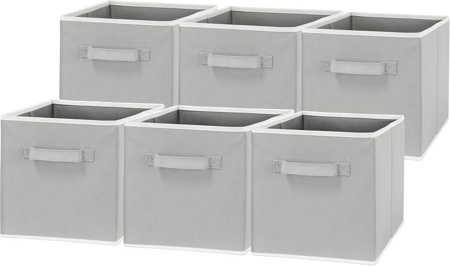 Simple Houseware Foldable Storage Bins - 11-Inch Gray Fabric Cubes | 6-Pack Organizer for Closet & Shelves