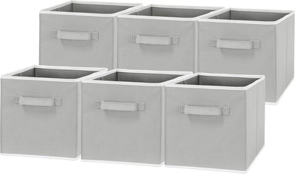 Simple Houseware Foldable Storage Bins - 11-Inch Gray Fabric Cubes | 6-Pack Organizer for Closet & Shelves