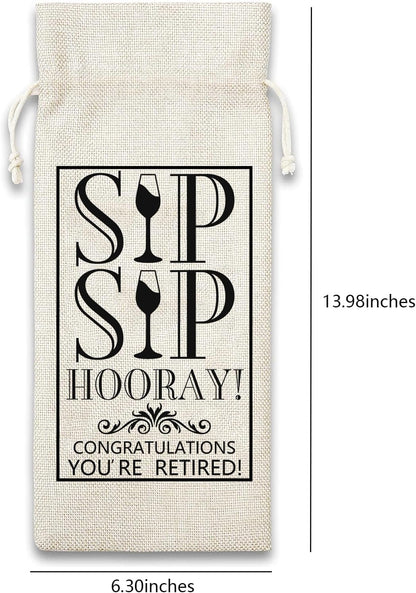 Retirement Wine Gift Bag, Funny Sip Wine Bags for Wine Bottle Retirement Gifts for Women Men 2025, Retirment Party Decorations, Goodbye Farewell Leaving Gifts for Best Friends Teacher Coworkers Boss