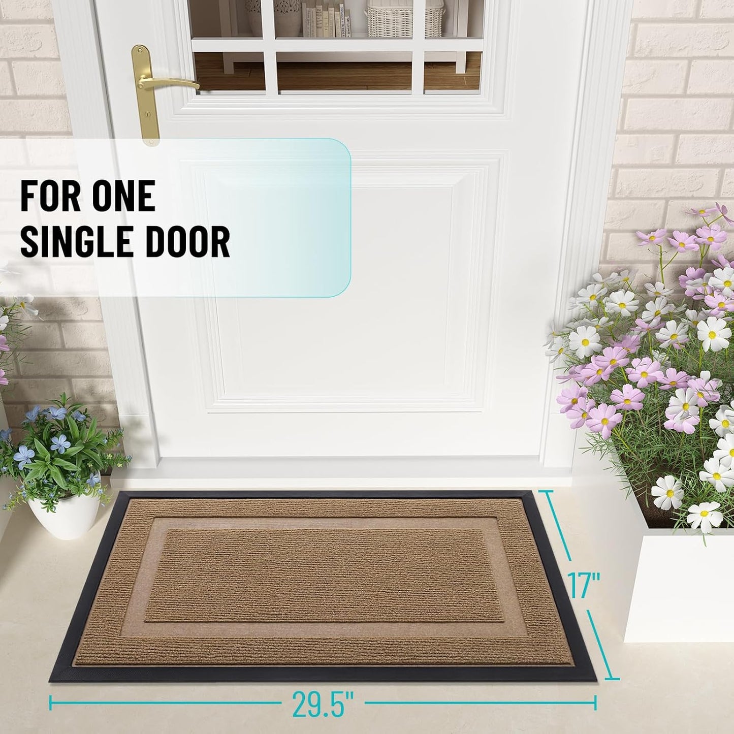 OLANLY Indoor Outdoor Front Door Mat - Waterproof, All-Weather, Easy Clean | 29.5x17, Light Brown