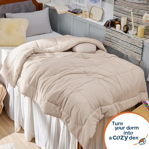 Bedsure Comforter Duvet Insert - Quilted Comforters Twin XL Size, All Season Duvet, GentleSoft Down Alternative Bedding, with 8 Tabs, Gifts for Women/Men, Beige, Twin XL 92 x 68 Inches