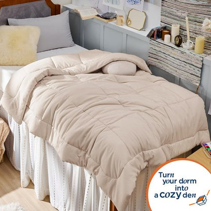 Bedsure Comforter Duvet Insert - Quilted Comforters Twin XL Size, All Season Duvet, GentleSoft Down Alternative Bedding, with 8 Tabs, Gifts for Women/Men, Beige, Twin XL 92 x 68 Inches
