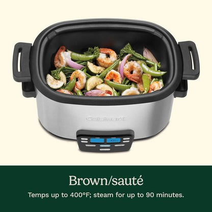 Cuisinart 3-In-1 Multi-Cooker - 6-Quart Slow Cooker, Brown/Sauté & Steamer | Silver Finish