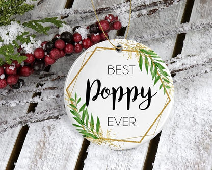 Poppy Christmas Ornament – Ceramic, Double-Sided Print with Gold Ribbon