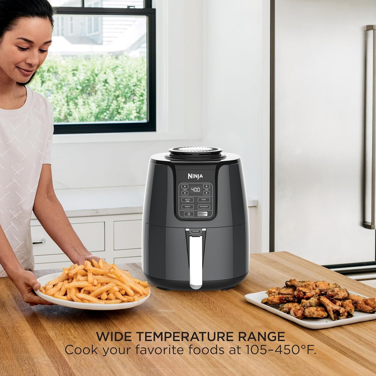 Ninja Air Fryer - 4 QT Capacity | 4-in-1 Cooking Functions | Dishwasher Safe Parts | Includes 20 Healthy Recipes | Grey