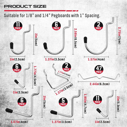 Ultimate 121-Piece Pegboard Hooks Set - Durable Metal Organizer Accessories for Tools & Bins