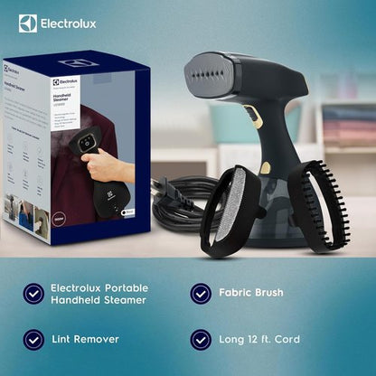 Electrolux Portable Handheld Clothes Steamer - LX15003 Wrinkle Remover with Lint Brush & Fabric Brush | Black