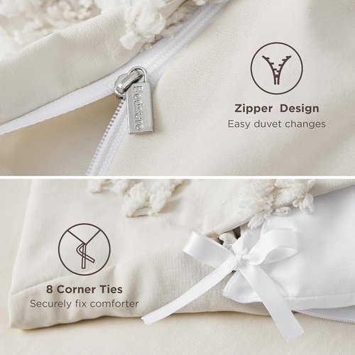 Bedsure Boho Duvet Cover - Soft & Comfortable Queen Size Bedding Set | Elegant Beige Design, Machine Washable