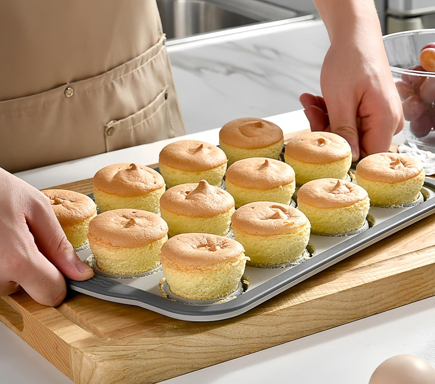 Skiennix Silicone Muffin Pan - 6 Cup Nonstick Baking Molds | BPA-Free, Easy to Clean, Pink