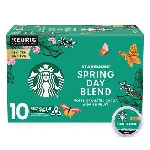 Starbucks K-Cup Coffee Pods, Medium Roast Coffee, Spring Day Blend For Keurig Coffee Makers, 100% Arabica, Limited Edition, 1 Box (10 Pods)