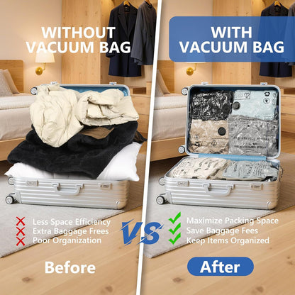 NESCCI Travel Vacuum Bags - 36 Pack Compression Packing Bags with Rechargeable Wireless Air Pump | Space Saver for Luggage & Carry-On