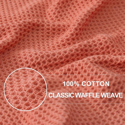 Homaxy 100% Cotton Waffle Weave Kitchen Dish Towels - Ultra Soft & Absorbent | 13 x 28 Inches, 8-Pack, Coral