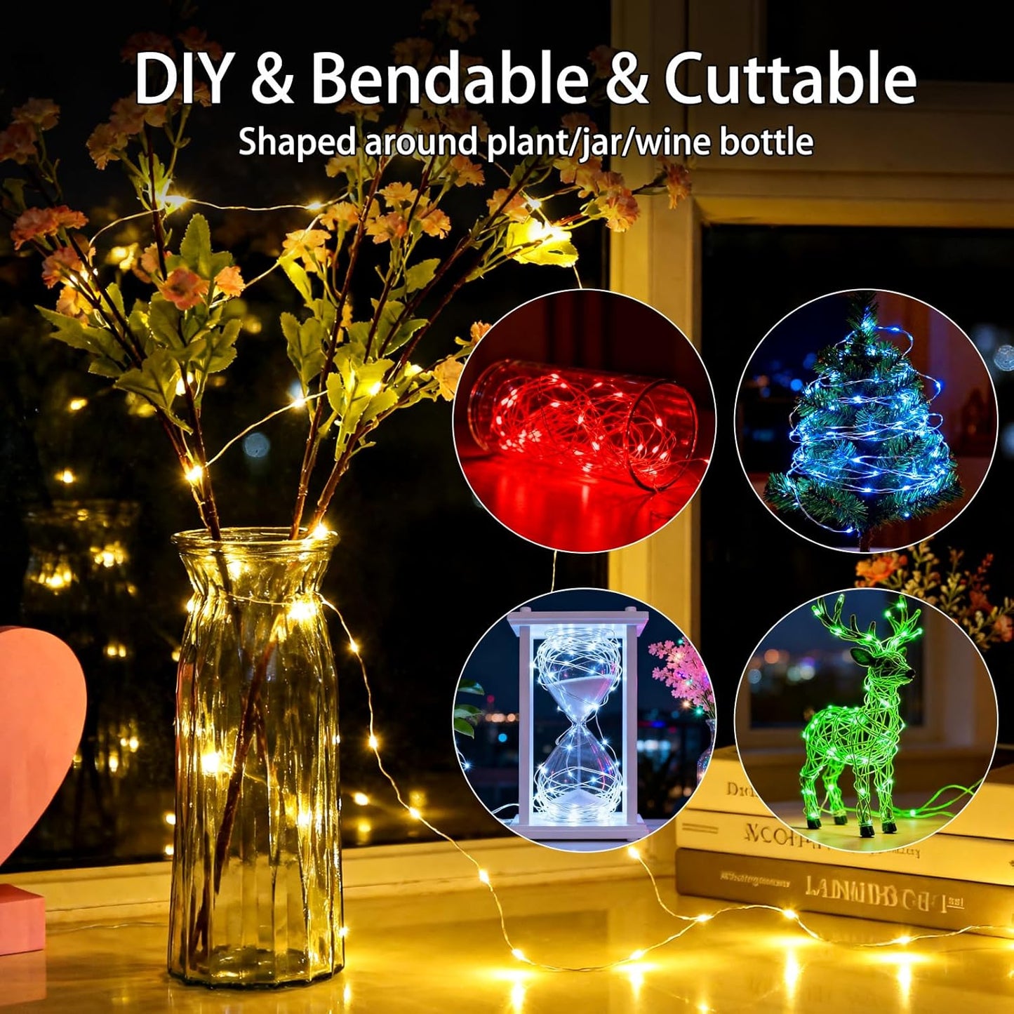 VOOKRY Fairy Lights - 12 Pack Battery Operated Mini Starry String Lights | 30 LEDs, 10 ft Silvery Copper Wire for Weddings, Parties, and Christmas Decor